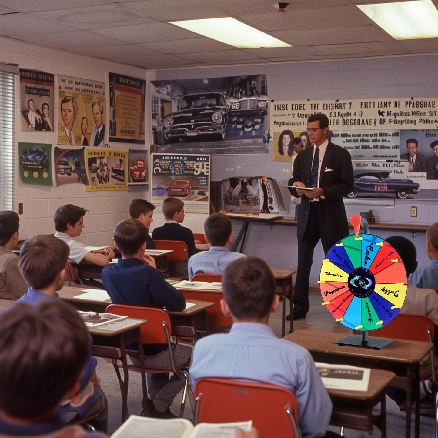 QRKMCFJM 12-Inch Spin Wheel with Stand – Customizable Prizes for Events