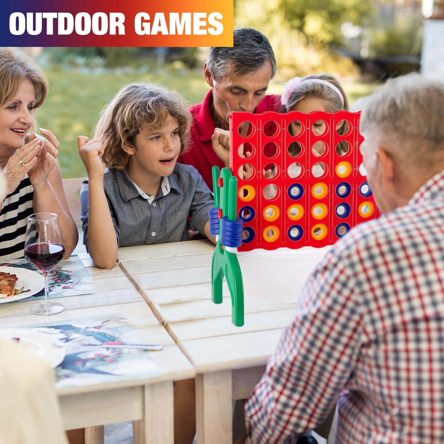 Qrooper Giant 1.9ft 4-in-a-Row Game — Jumbo Connect Four for Family Fun Outdoors & Indoors