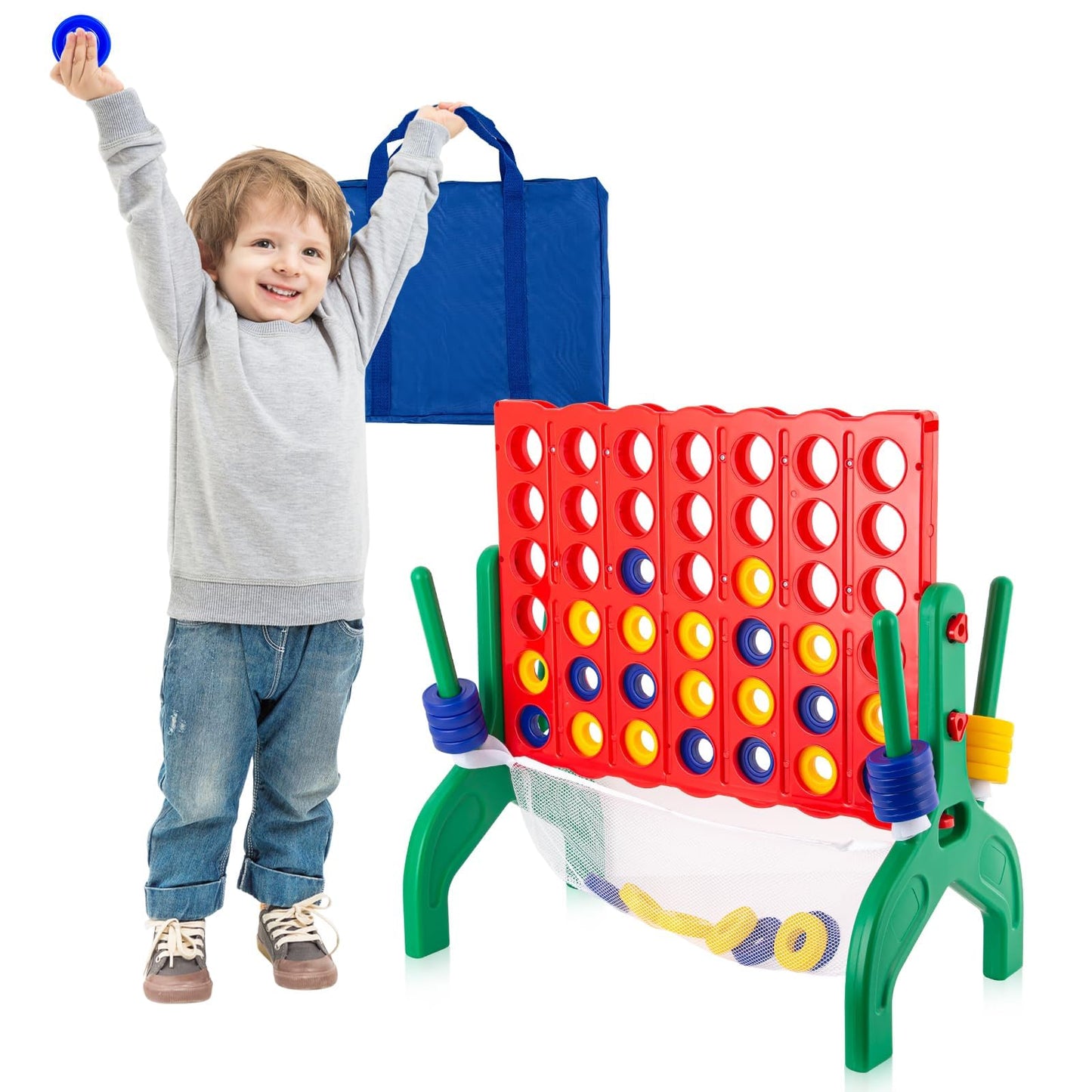 Qrooper Giant 1.9ft 4-in-a-Row Game — Jumbo Connect Four for Family Fun Outdoors & Indoors