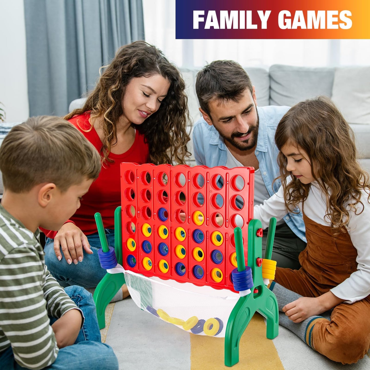 Qrooper Giant 1.9ft 4-in-a-Row Game — Jumbo Connect Four for Family Fun Outdoors & Indoors