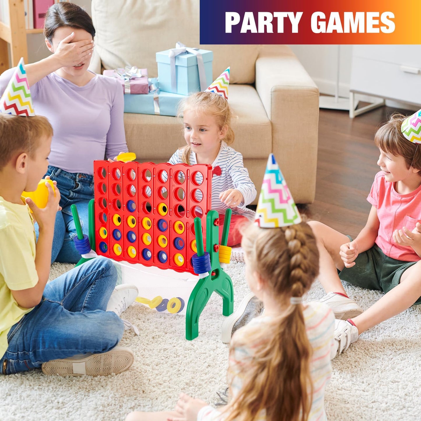 Qrooper Giant 1.9ft 4-in-a-Row Game — Jumbo Connect Four for Family Fun Outdoors & Indoors