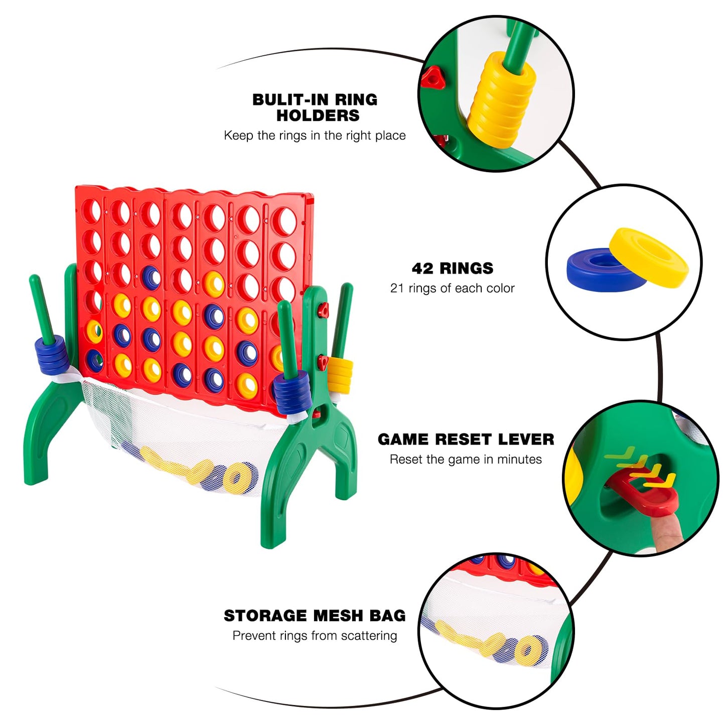 Qrooper Giant 1.9ft 4-in-a-Row Game — Jumbo Connect Four for Family Fun Outdoors & Indoors
