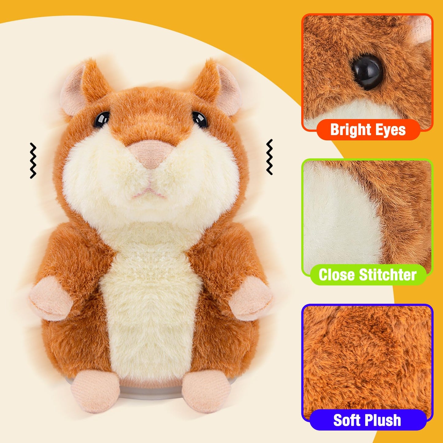 Qrooper Talking Hamster — Repeating Plush Toy for Kids 2–6 | Interactive Storytelling Companion