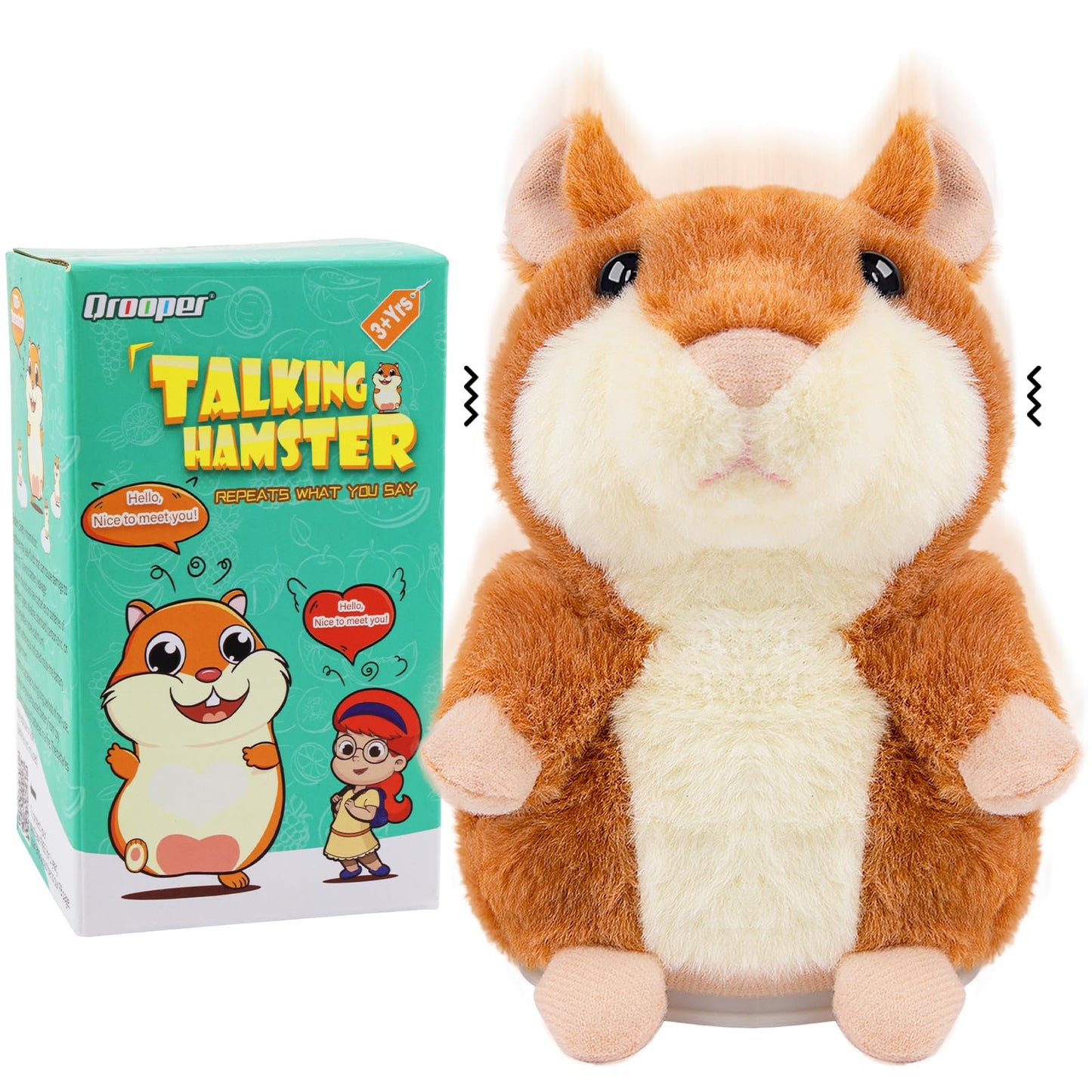 Qrooper Talking Hamster — Repeating Plush Toy for Kids 2–6 | Interactive Storytelling Companion