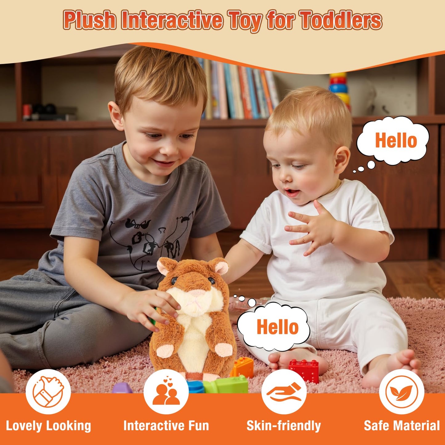Qrooper Talking Hamster — Repeating Plush Toy for Kids 2–6 | Interactive Storytelling Companion