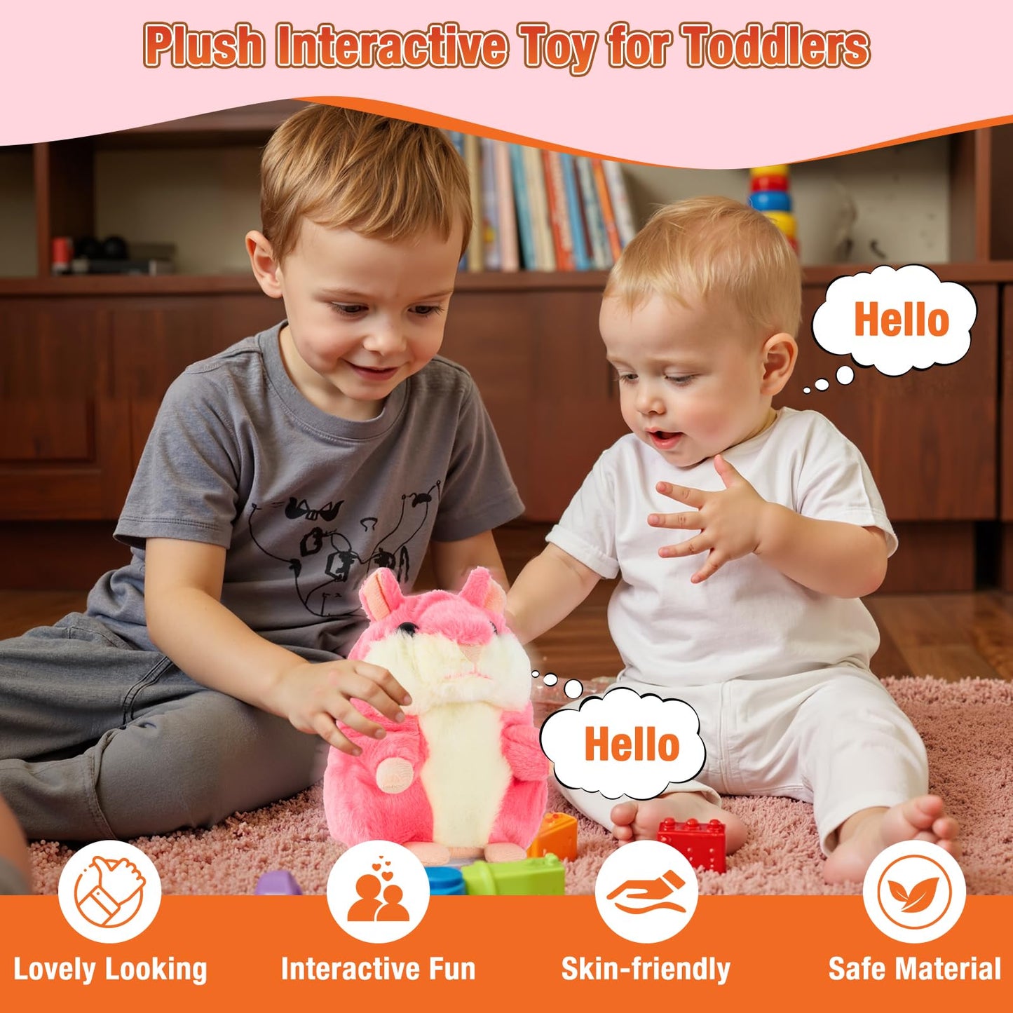 Qrooper Talking Hamster - Interactive Repeating Plush Toy for Kids (Ages 2-6)