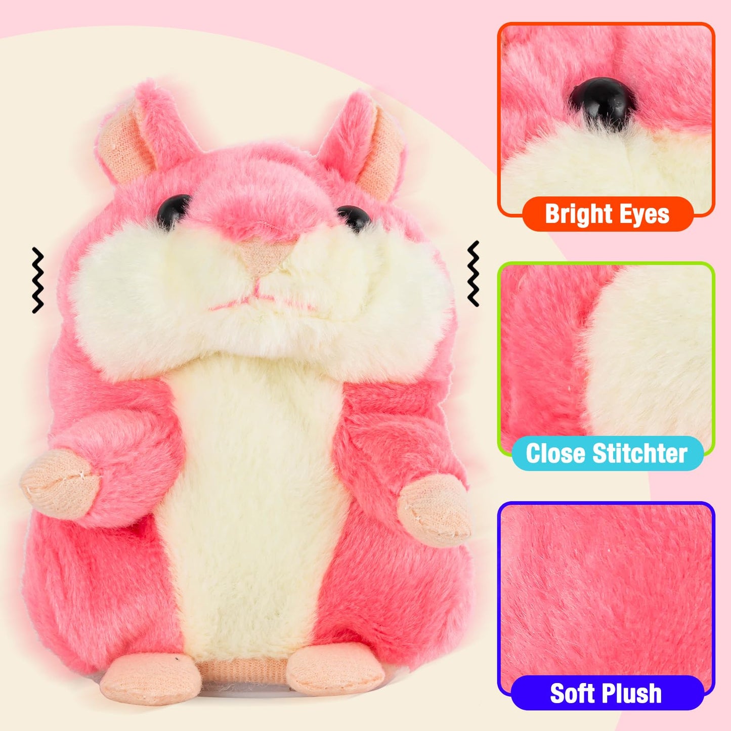 Qrooper Talking Hamster - Interactive Repeating Plush Toy for Kids (Ages 2-6)