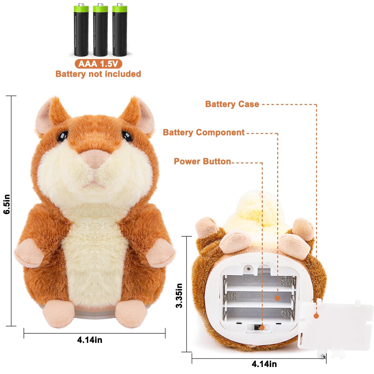 Qrooper Talking Hamster — Repeating Plush Toy for Kids 2–6 | Interactive Storytelling Companion
