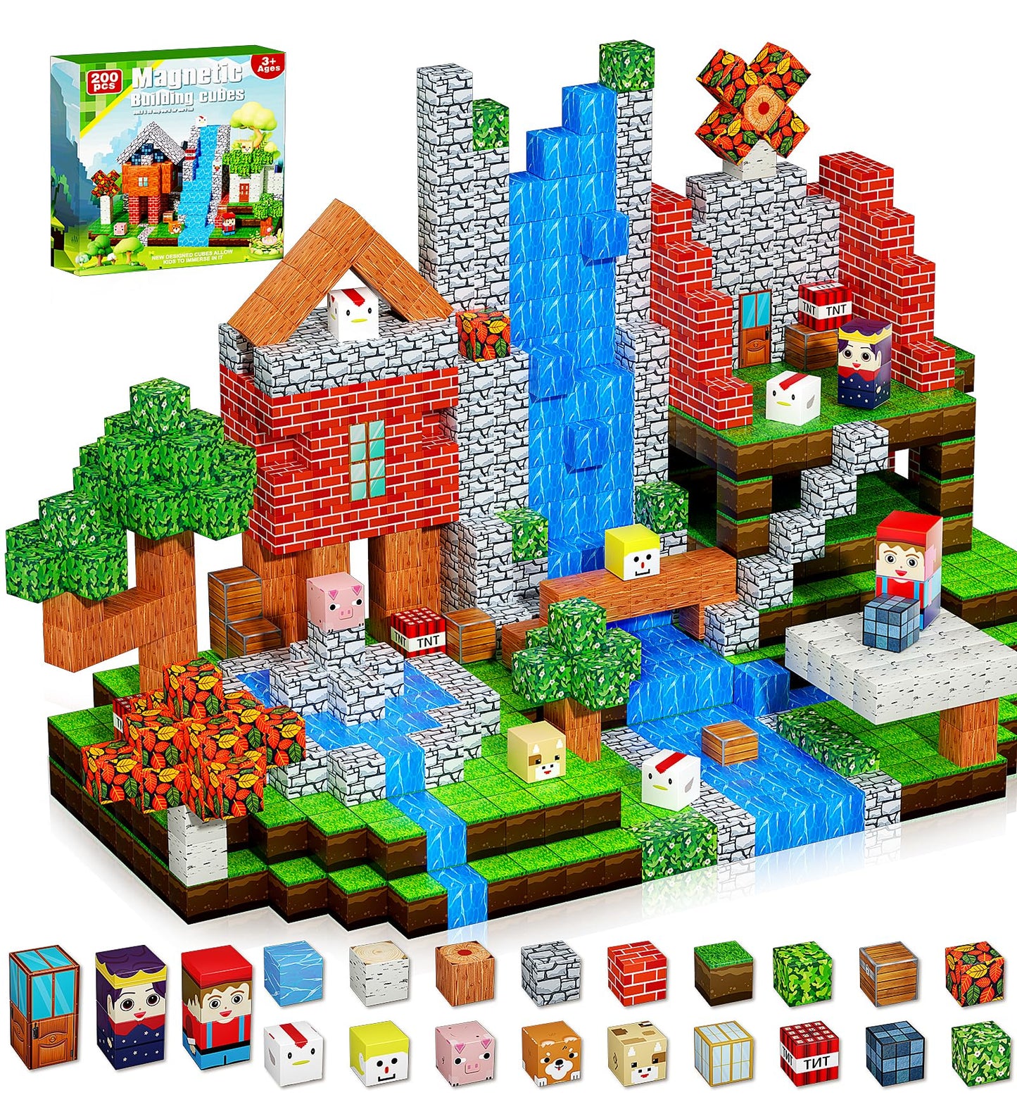 QRPQT 200PCS Magnetic Blocks – STEM Building Toy Set for Kids 3-10