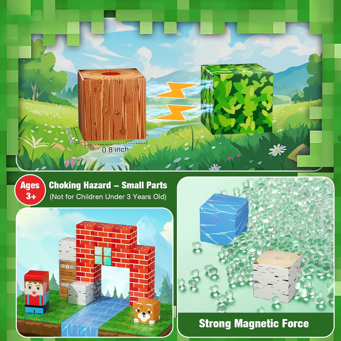 QRPQT 200PCS Magnetic Blocks – STEM Building Toy Set for Kids 3-10