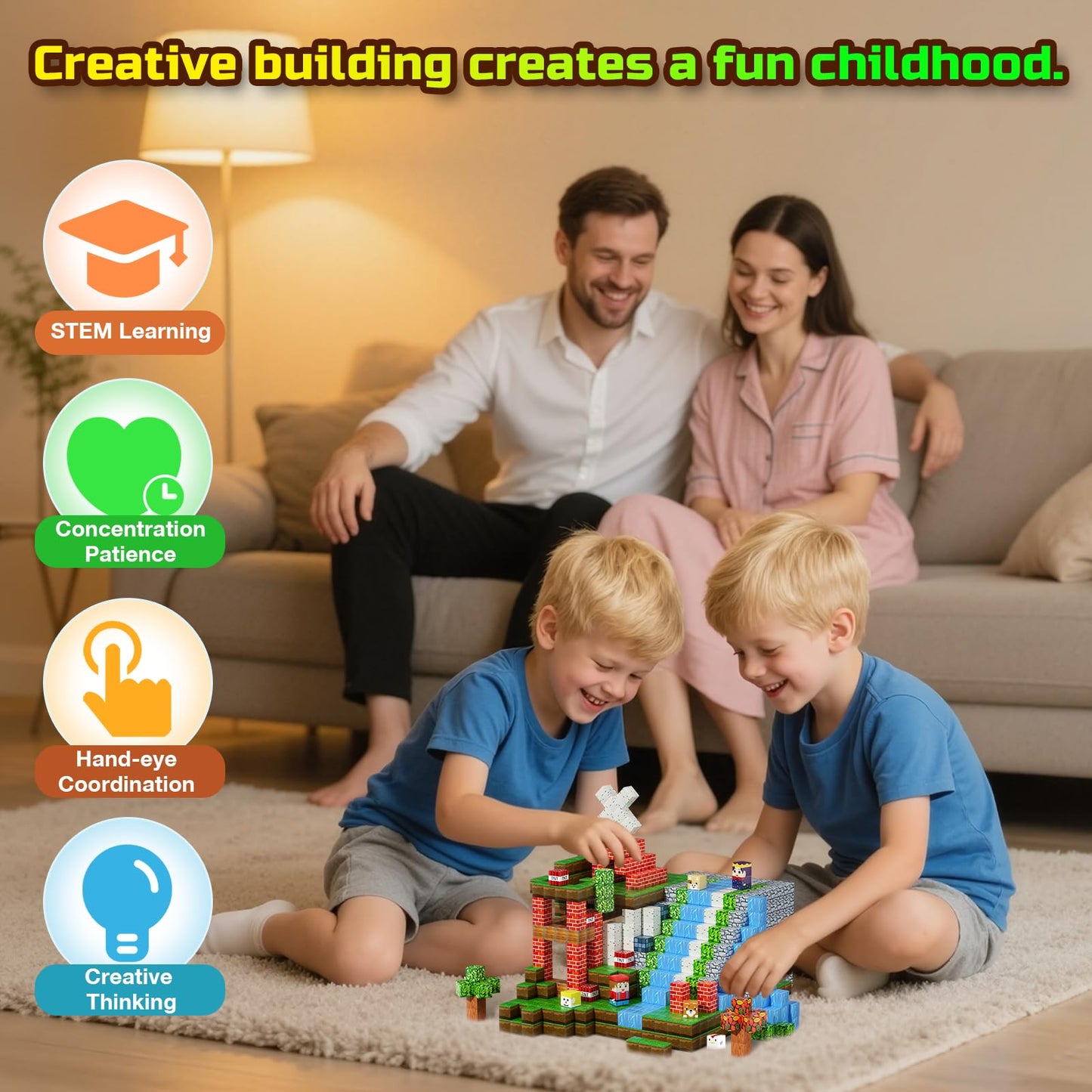 QRPQT 200PCS Magnetic Blocks – STEM Building Toy Set for Kids 3-10
