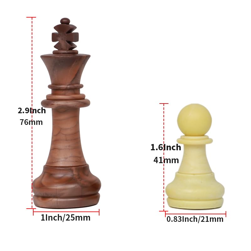 Qryovsa Luxury Staunton Chess Pieces – 32-Piece Replacement Set, 2.9 Inch King, Weighted, with Storage Bag
