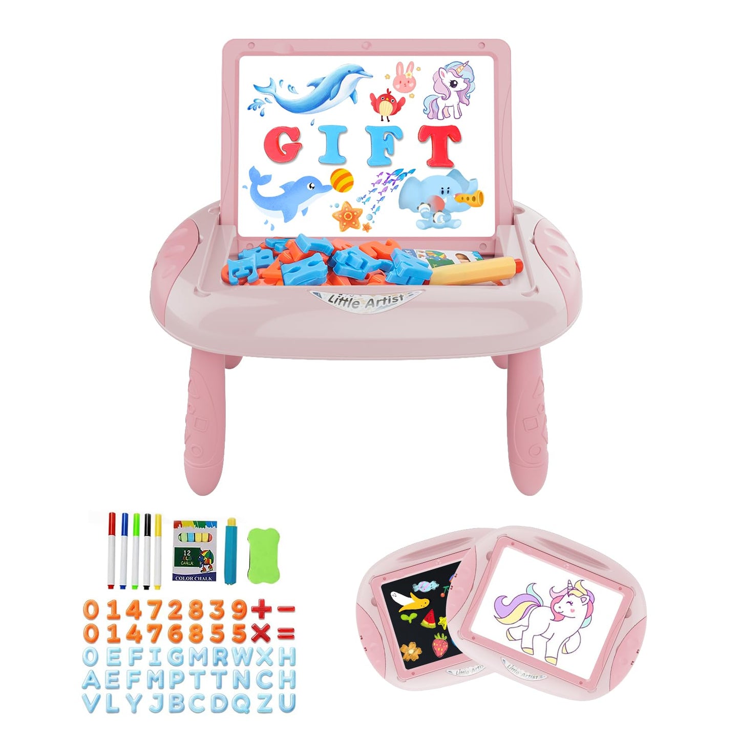 Qrytoi Doodle Easel for 1-2 Year Old Girls | Magnetic Letters & Numbers