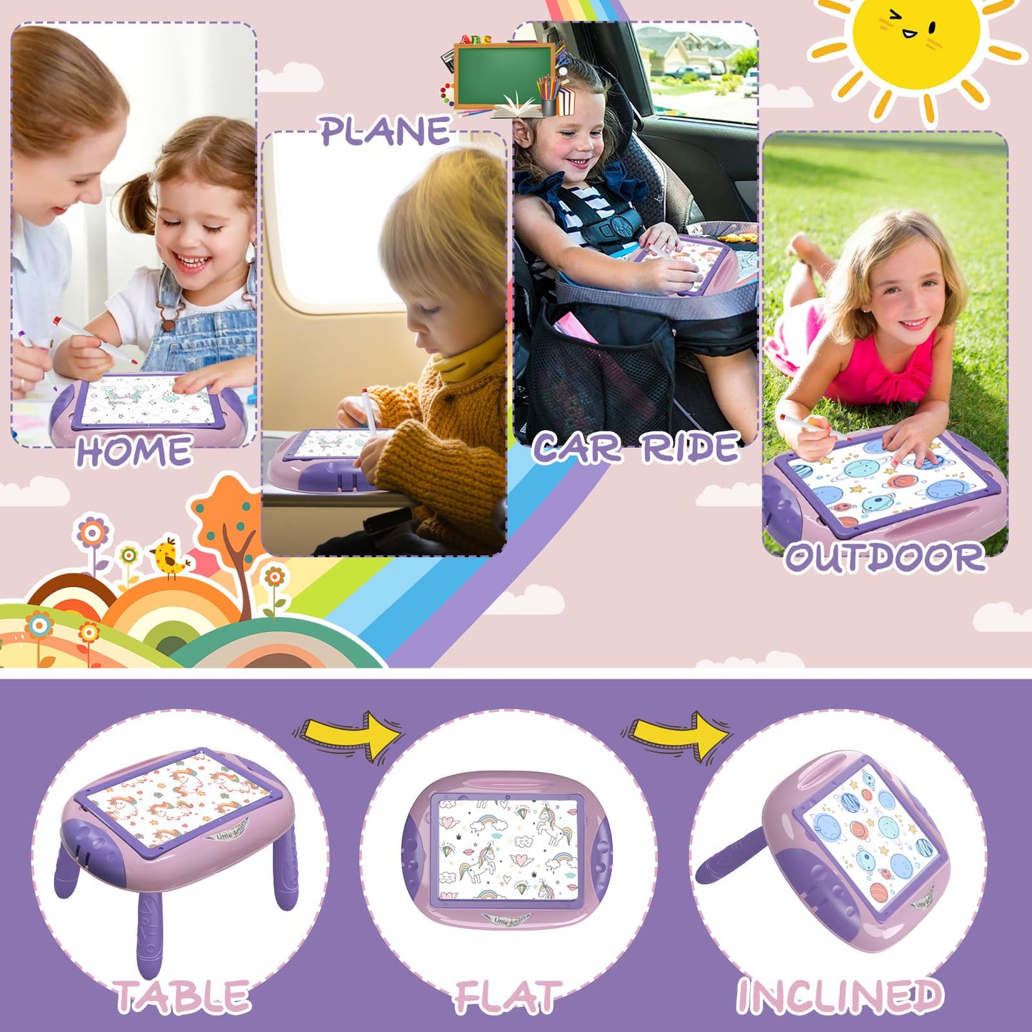 Qrytoi Doodle Easel Gift for 1-2 Year Old Girls - Magnetic Letters & Numbers