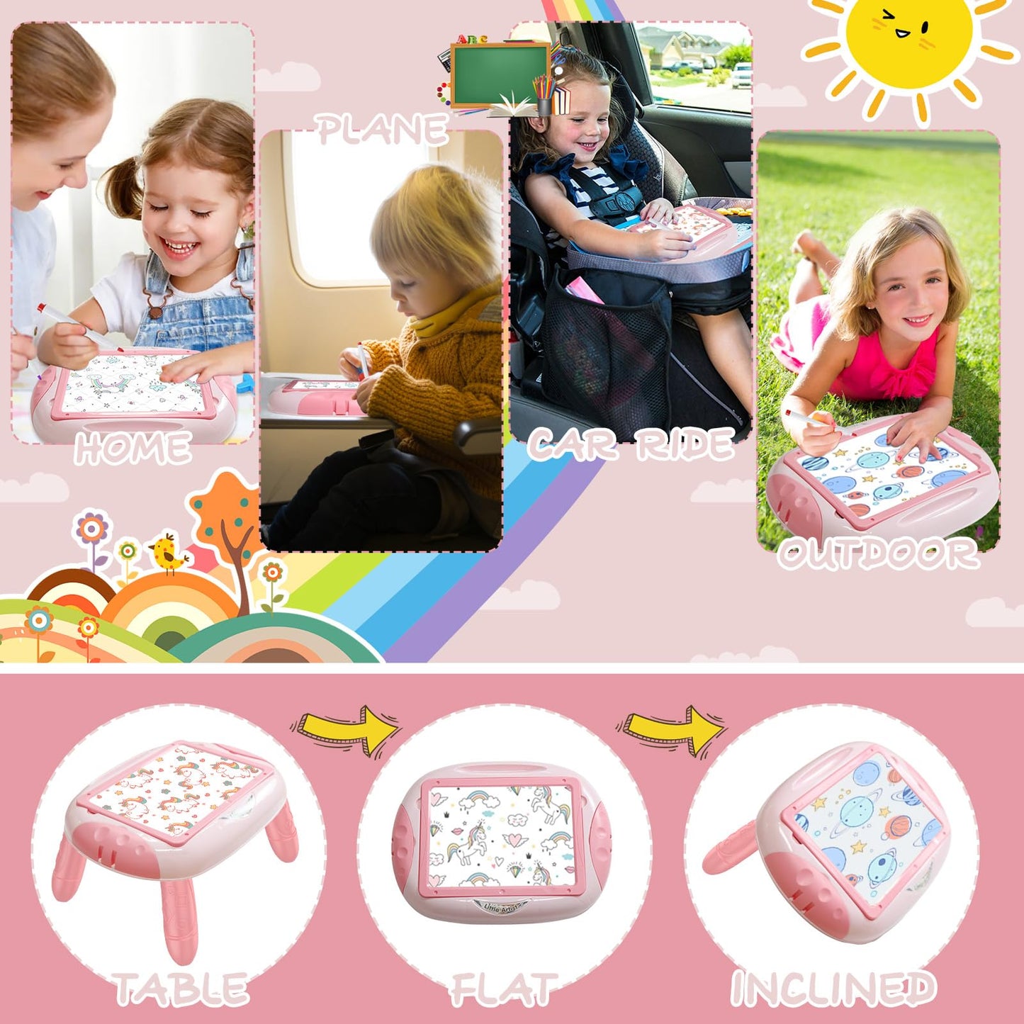 Qrytoi Doodle Easel for 1-2 Year Old Girls | Magnetic Letters & Numbers