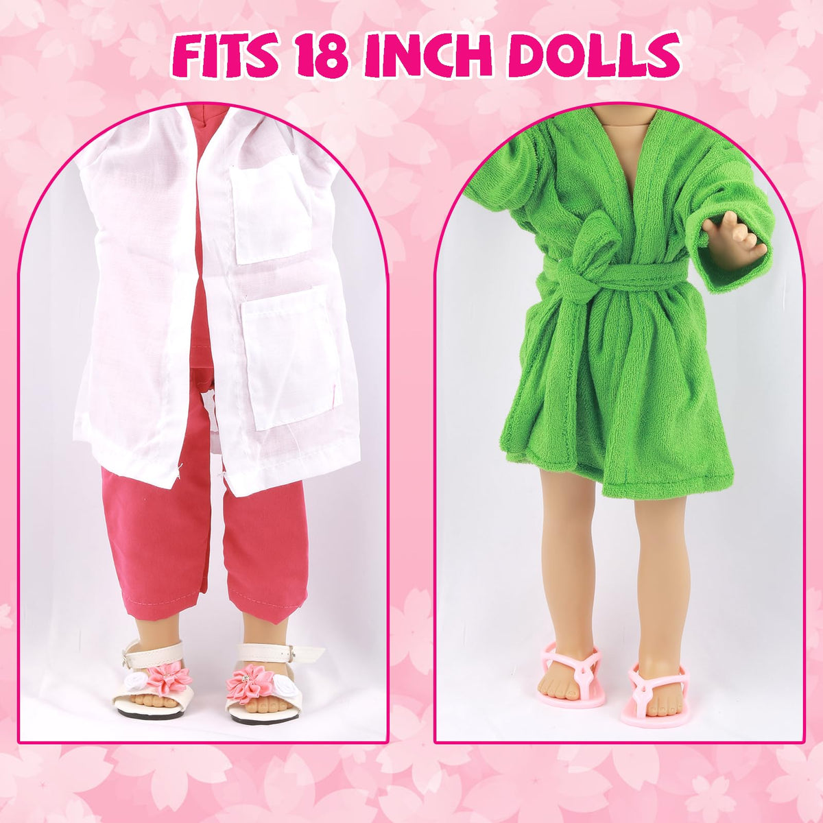 QSKJJI 18-Inch Doll Shoes Set — 5 Pairs + 2 Socks for American Dolls