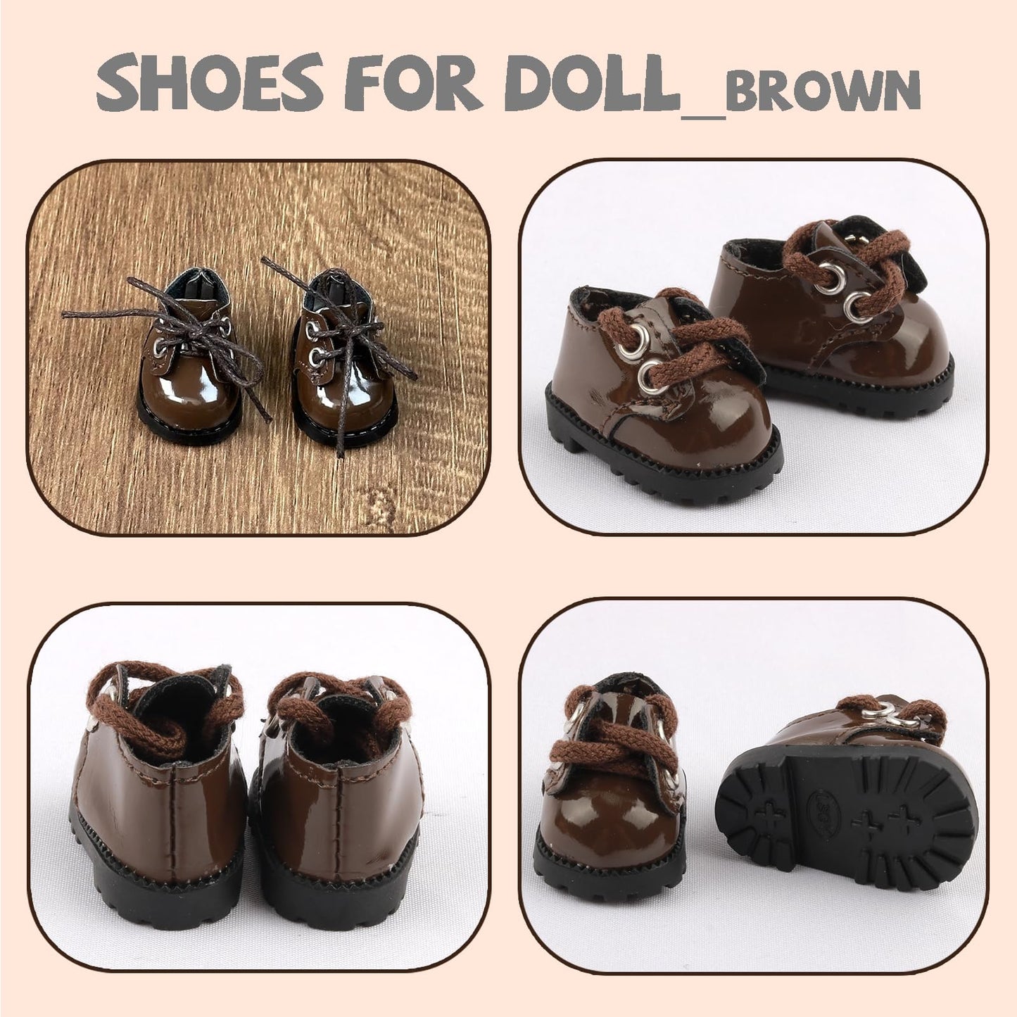 QSKJJI 3 Pairs Doll Shoes for 17 cm Dolls – Realistic Mini Shoes (Black/Brown/White)