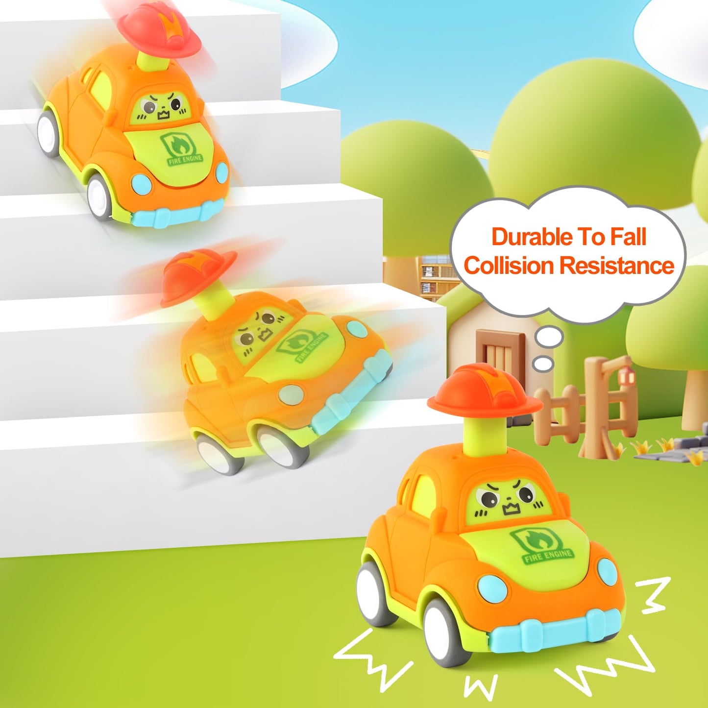 QSONSELL Car Toys for Toddlers 1-3 | Pull-Back City Vehicles Gift Pack