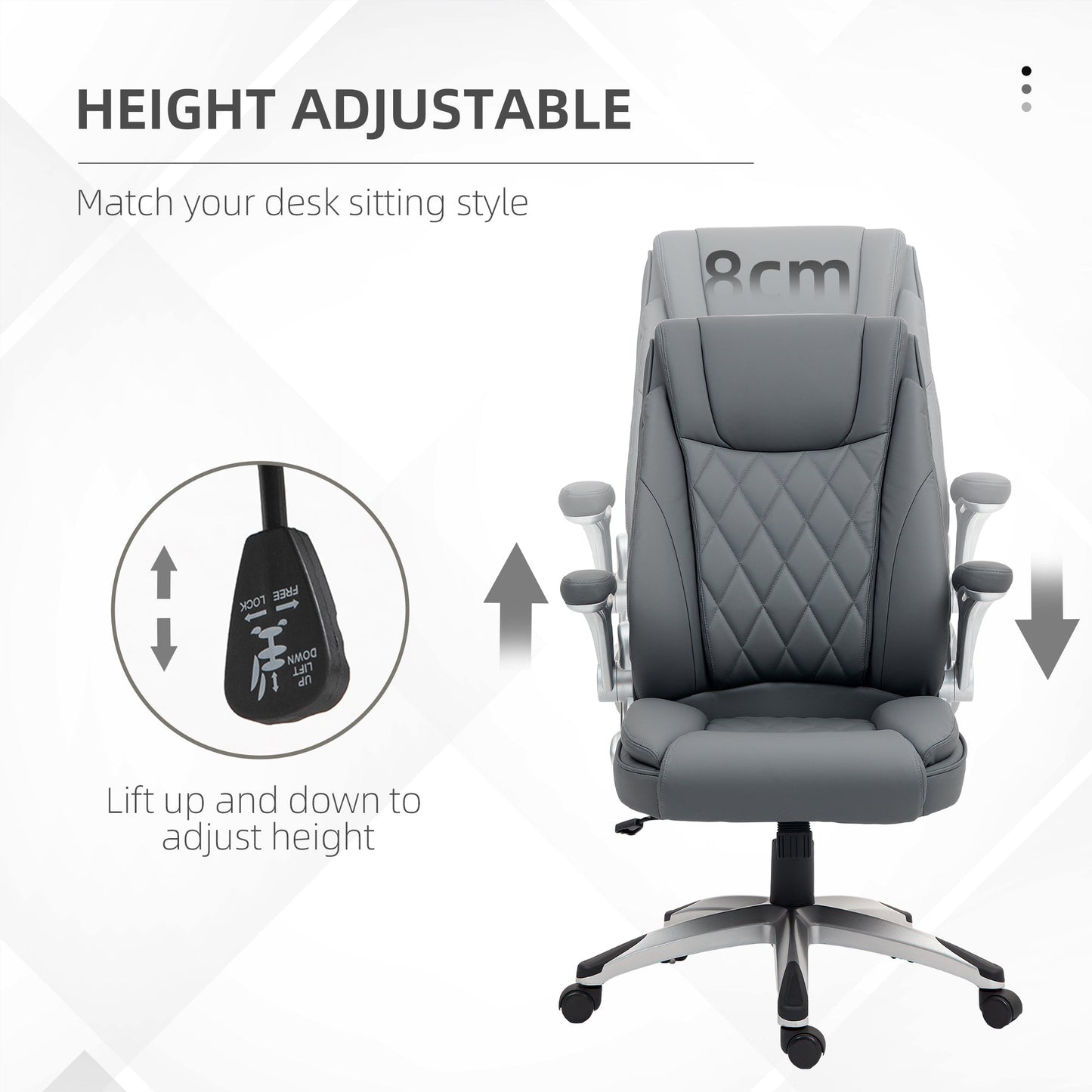 Vinsetto High Back Executive Office Chair Home Swivel Dark Grey