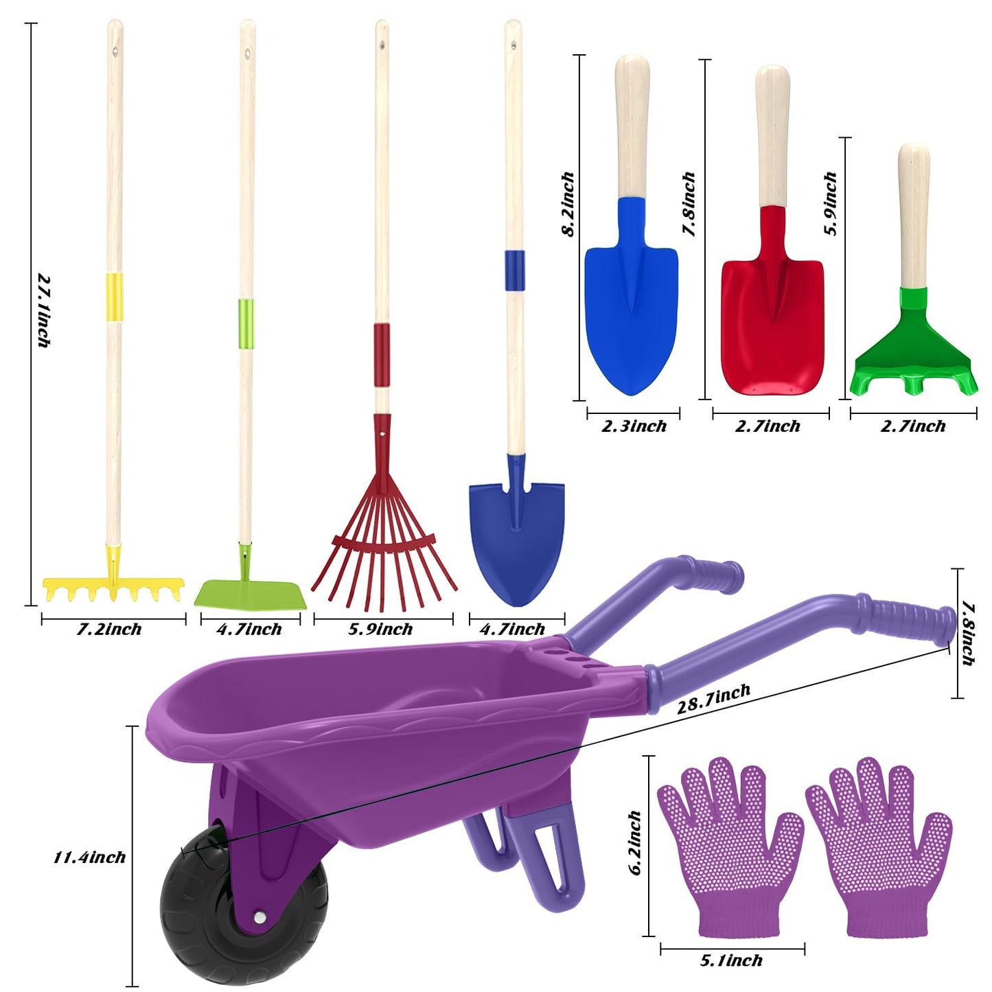 Qtioucp Kids Gardening Tools Set with Wheelbarrow | STEM Learning & Pretend Play