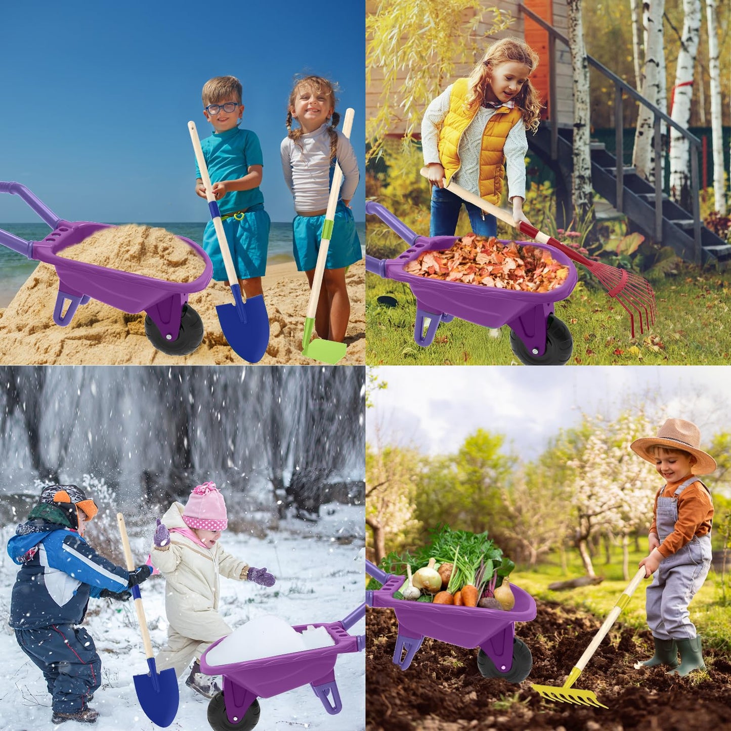 Qtioucp Kids Gardening Tools Set with Wheelbarrow | STEM Learning & Pretend Play