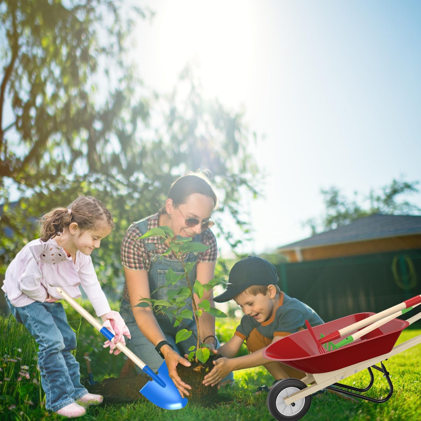 Qtioucp Kids Wheelbarrow Set – Garden Tools for Toddlers 3-8