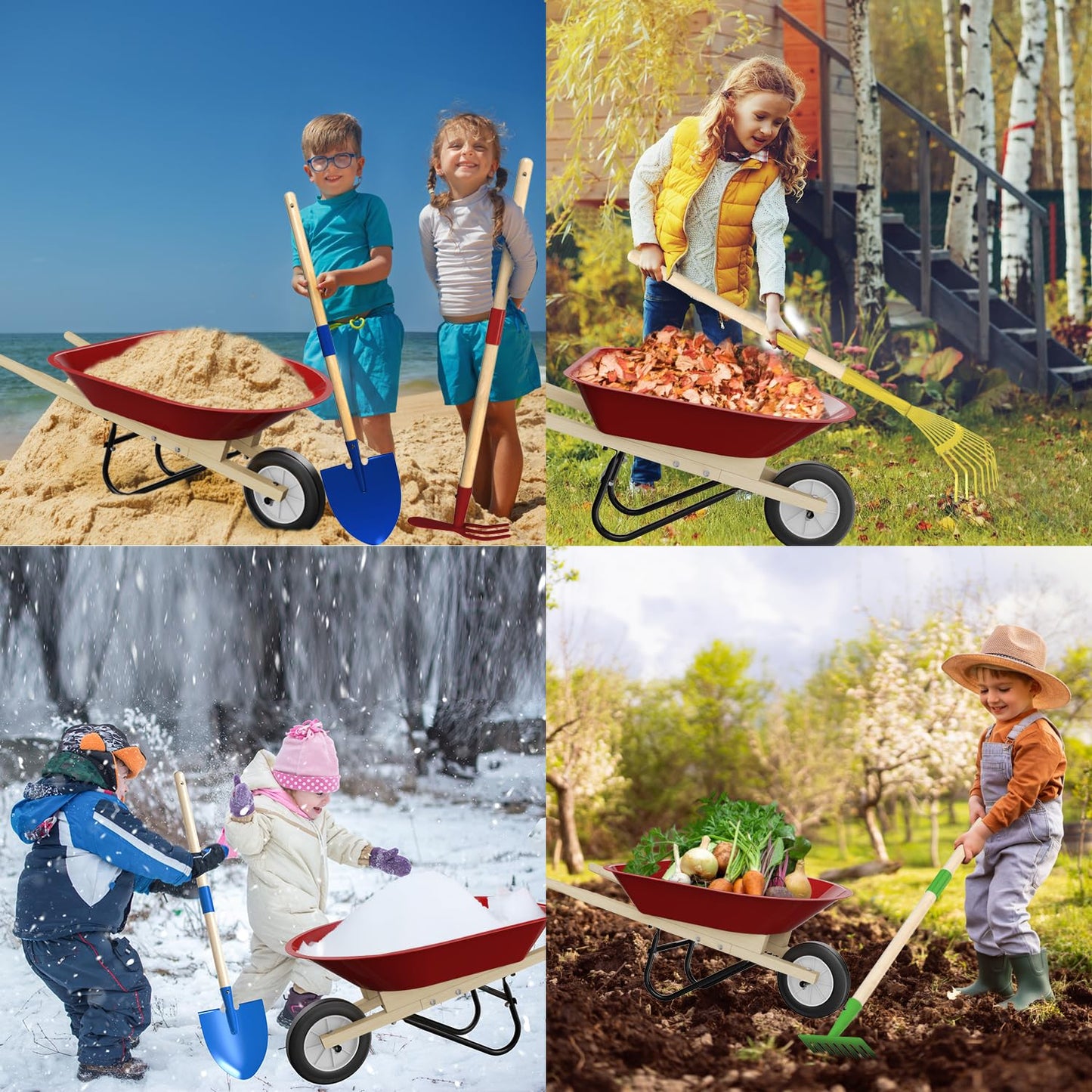 Qtioucp Kids Wheelbarrow Set – Garden Tools for Toddlers 3-8
