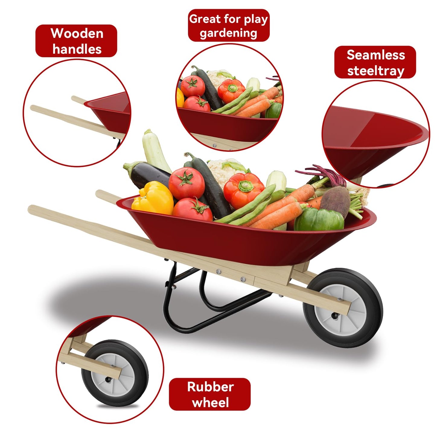 Qtioucp Kids Wheelbarrow Set – Garden Tools for Toddlers 3-8