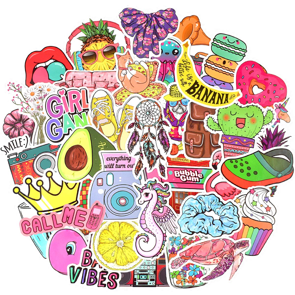 QTL Cute Stickers for Tween Girls – 50 Waterproof Vinyl Stickers Gift Pack