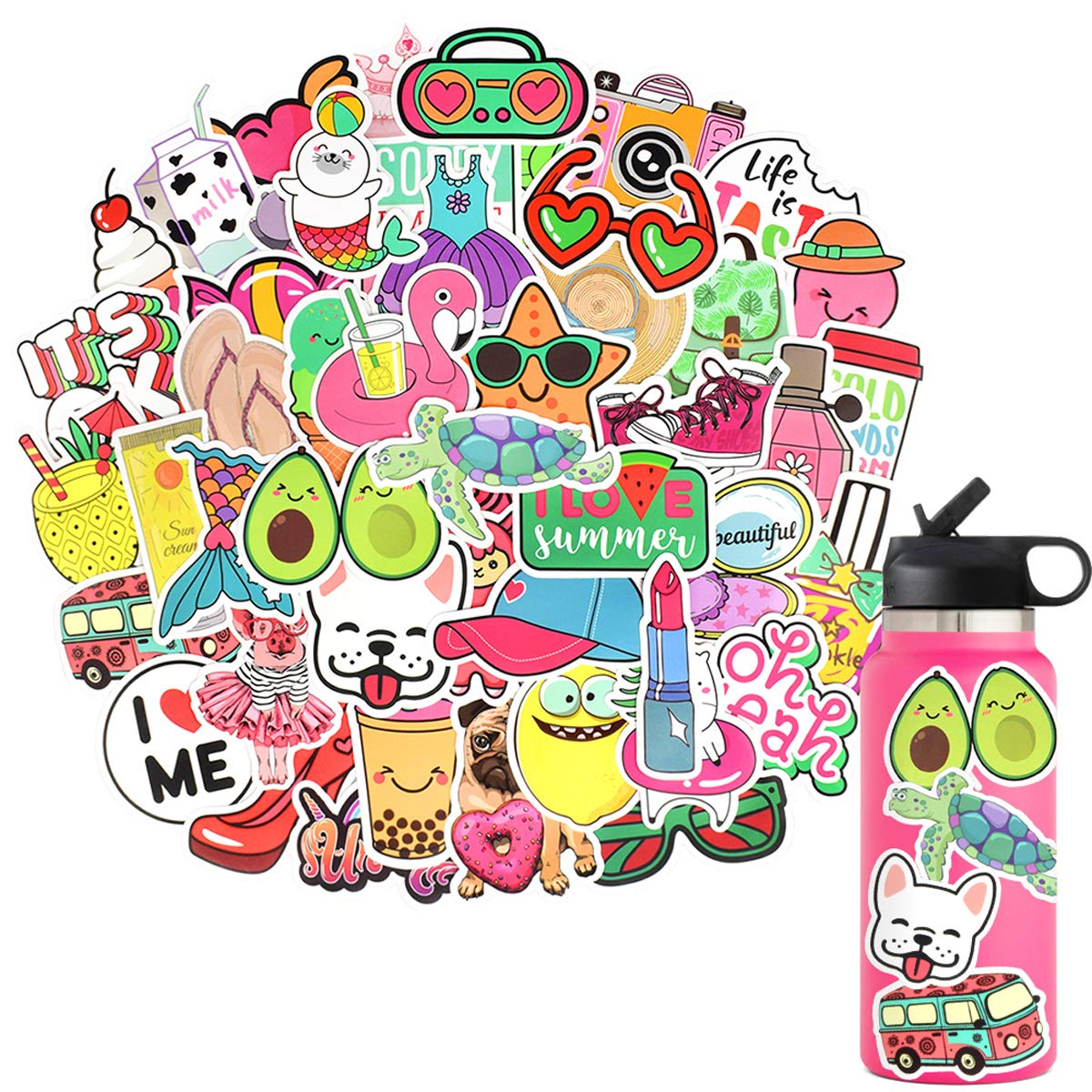 QTL Cute Stickers for Teens – Waterproof Vinyl, 50-Piece Pack