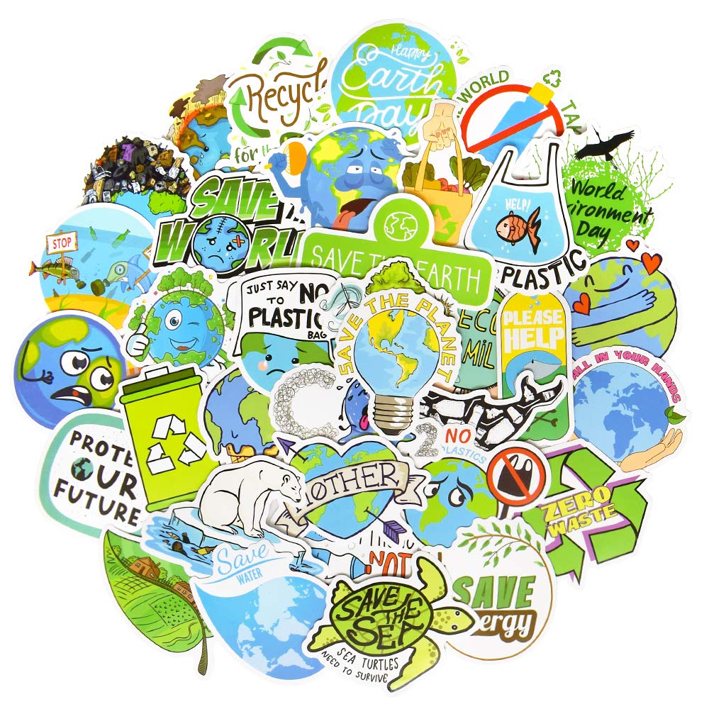 QTL Earth Day Stickers for Kids – Waterproof Vinyl Stickers for Earth Day Decorations & Gifts (50 Pcs)