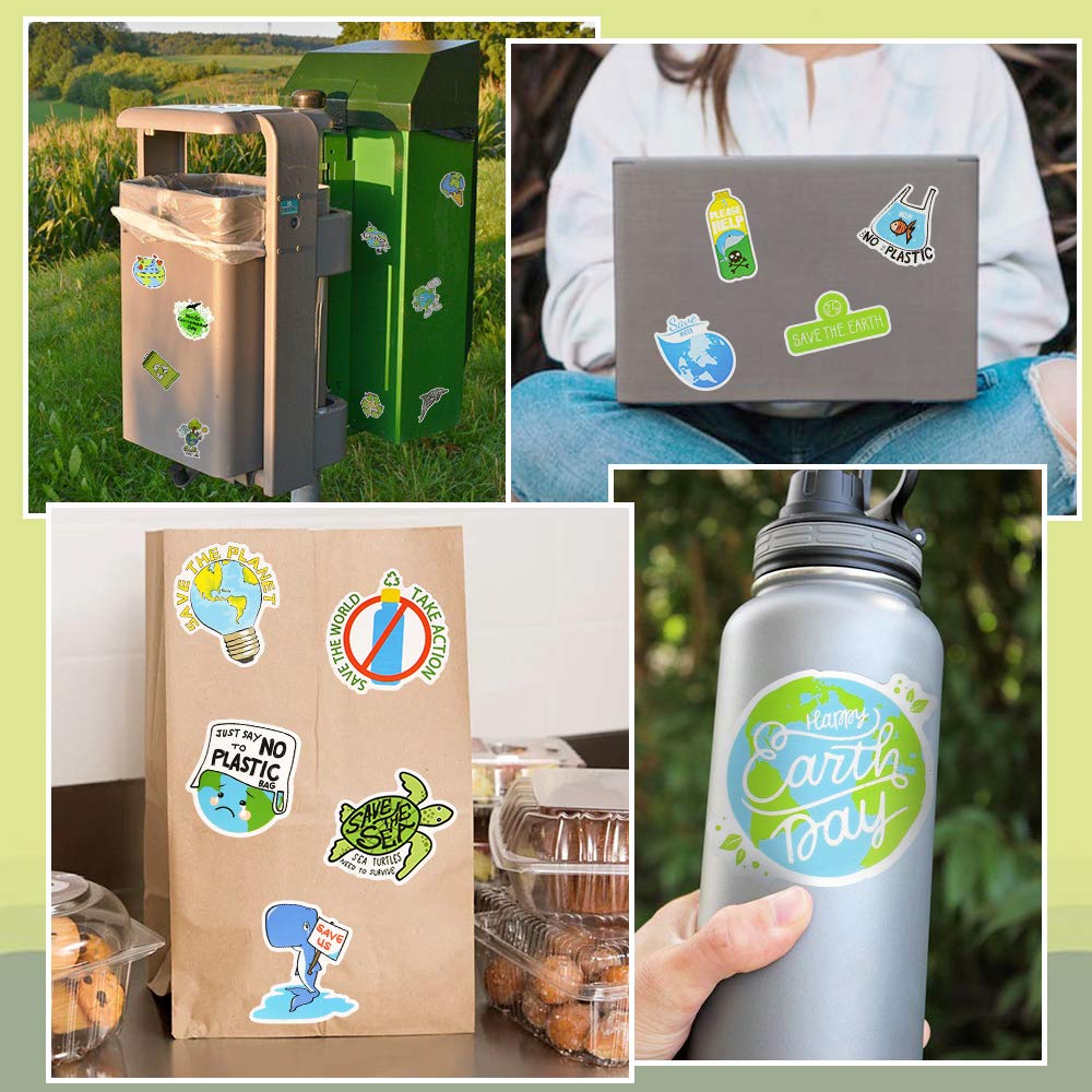 QTL Earth Day Stickers for Kids – Waterproof Vinyl Stickers for Earth Day Decorations & Gifts (50 Pcs)