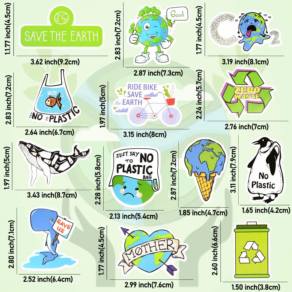 QTL Earth Day Stickers for Kids – Waterproof Vinyl Stickers for Earth Day Decorations & Gifts (50 Pcs)