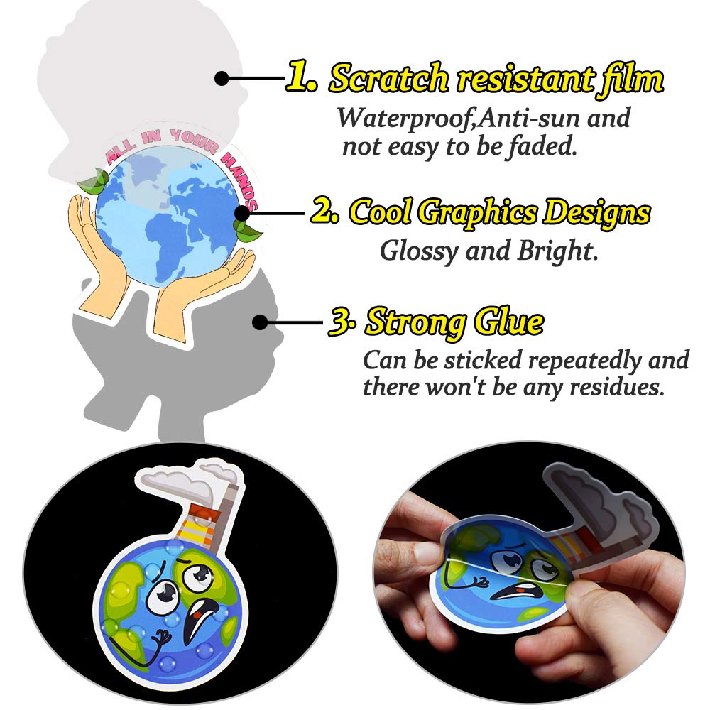 QTL Earth Day Stickers for Kids – Waterproof Vinyl Stickers for Earth Day Decorations & Gifts (50 Pcs)