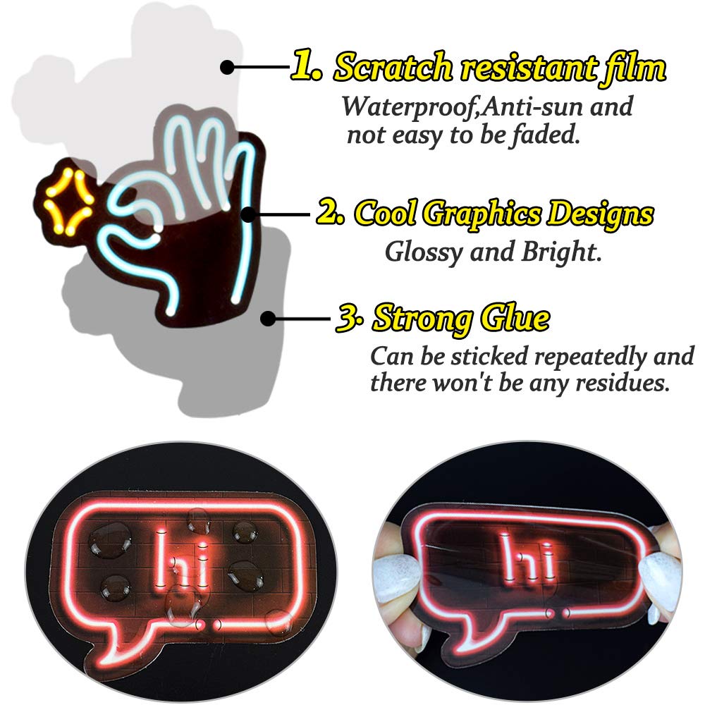 QTL Neon Stickers 50pc Pack – Waterproof Vinyl Party Favors for Teens & Students