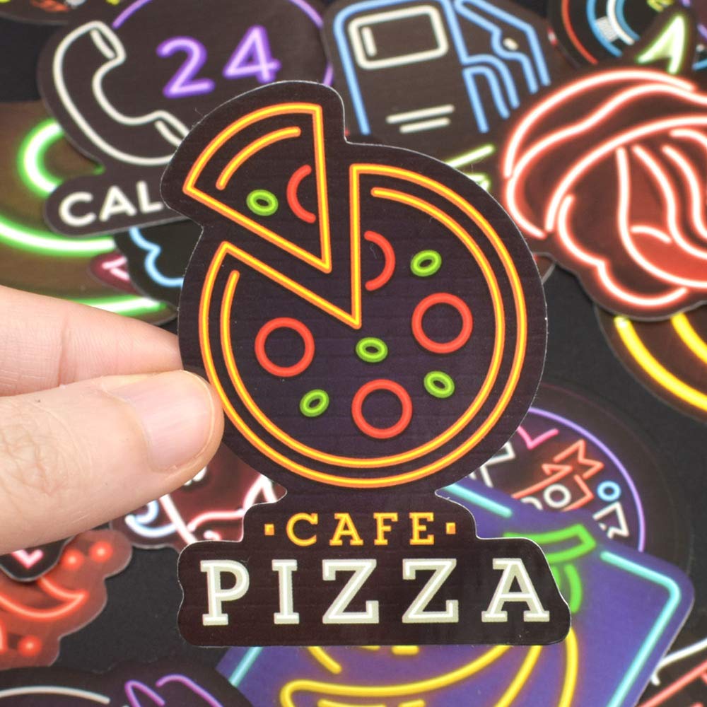 QTL Neon Stickers 50pc Pack – Waterproof Vinyl Party Favors for Teens & Students