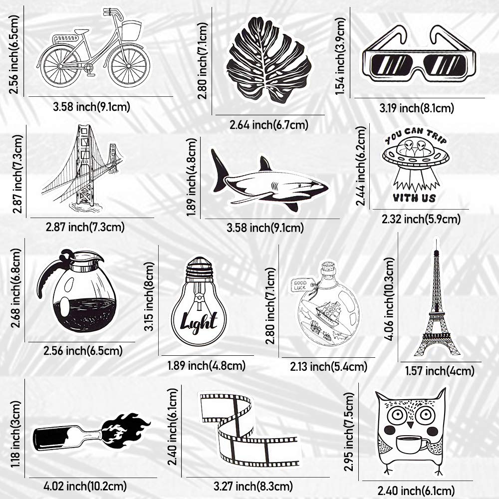 QTL Black & White VSCO Stickers for Teens – 50 Waterproof Vinyl Stickers for Water Bottles & Laptops