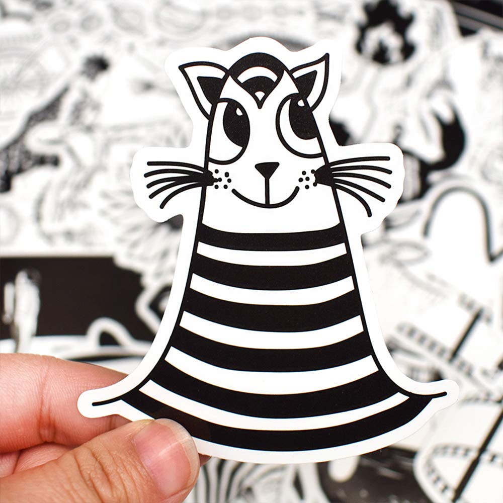 QTL Black & White VSCO Stickers for Teens – 50 Waterproof Vinyl Stickers for Water Bottles & Laptops