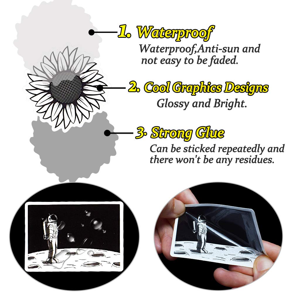 QTL Black & White VSCO Stickers for Teens – 50 Waterproof Vinyl Stickers for Water Bottles & Laptops