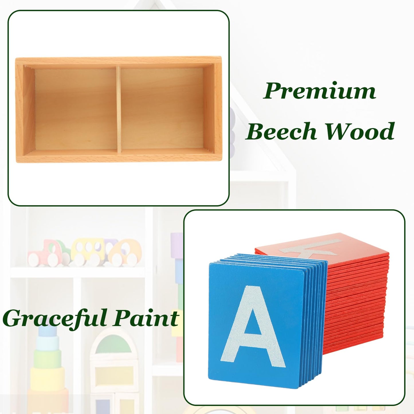 QTLCOHD Montessori Sandpaper Letters | Uppercase & Lowercase Set for Early Learning