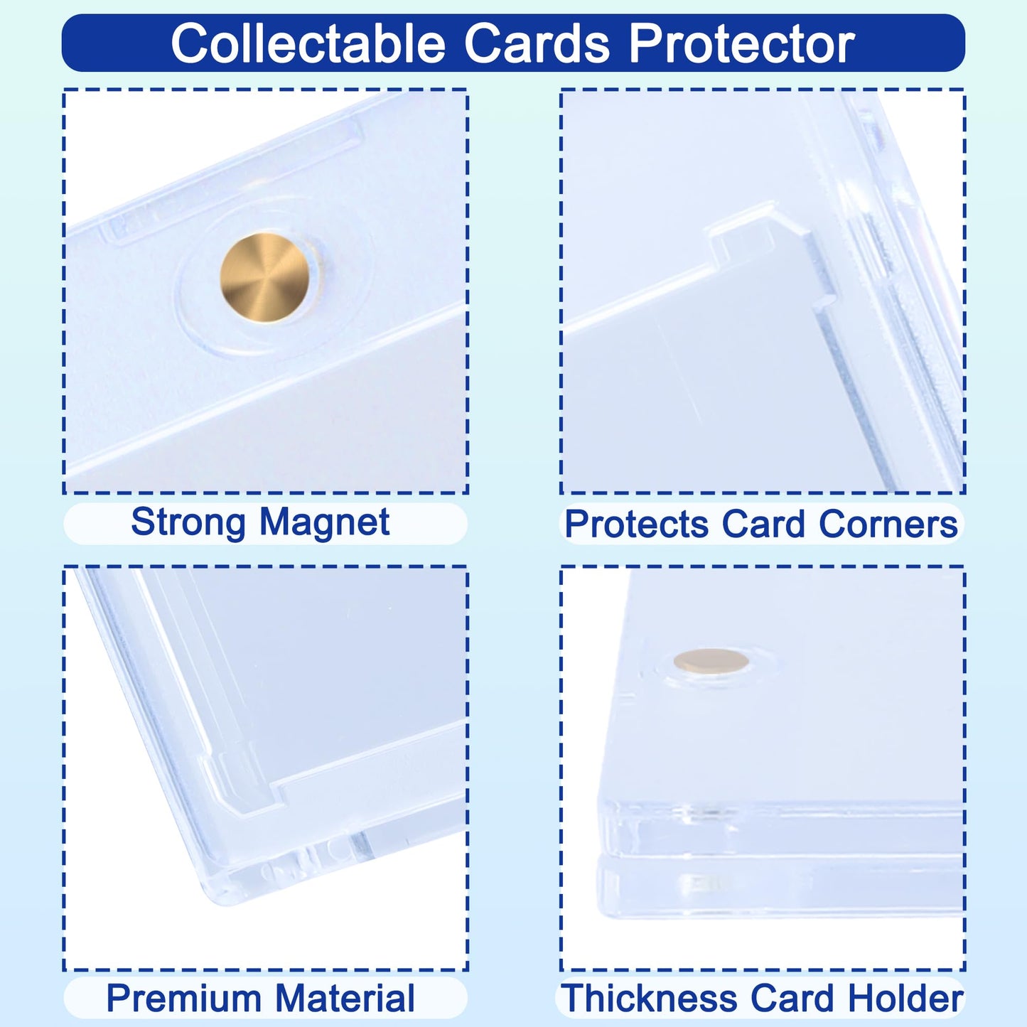 QTYORD 5 Pack 35PT Magnetic Card Holder – One-Touch Card Case for Trading Cards