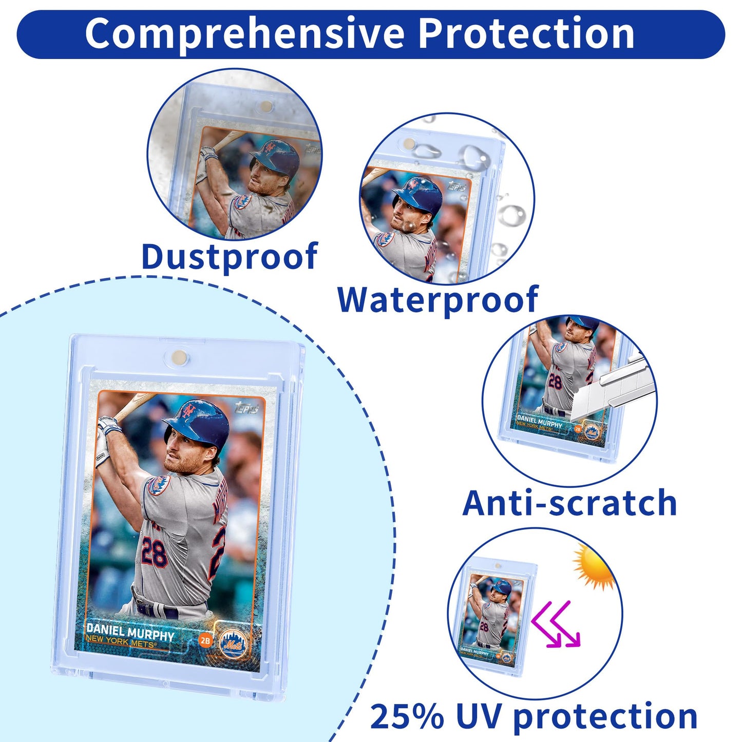 QTYORD 5 Pack 35PT Magnetic Card Holder – One-Touch Card Case for Trading Cards