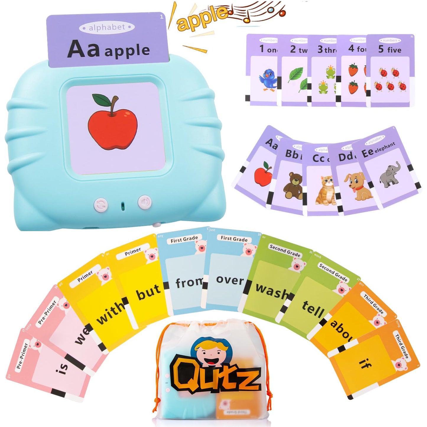 QuTZ Talking Flash Cards - ABC Learning for Toddlers 2-4, 272 Sight Words, Educational Toys for Home & Classroom