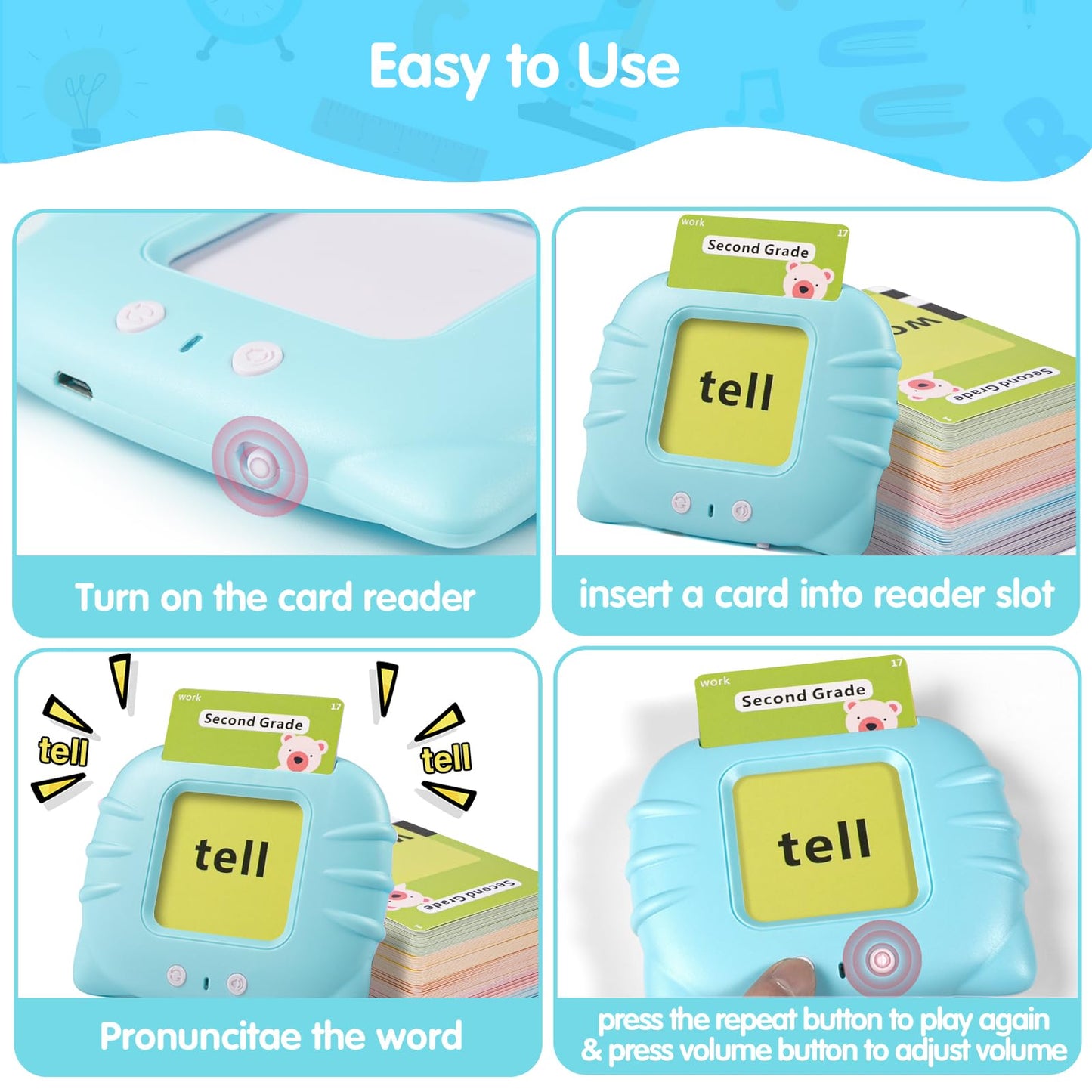 QuTZ Talking Flash Cards - ABC Learning for Toddlers 2-4, 272 Sight Words, Educational Toys for Home & Classroom