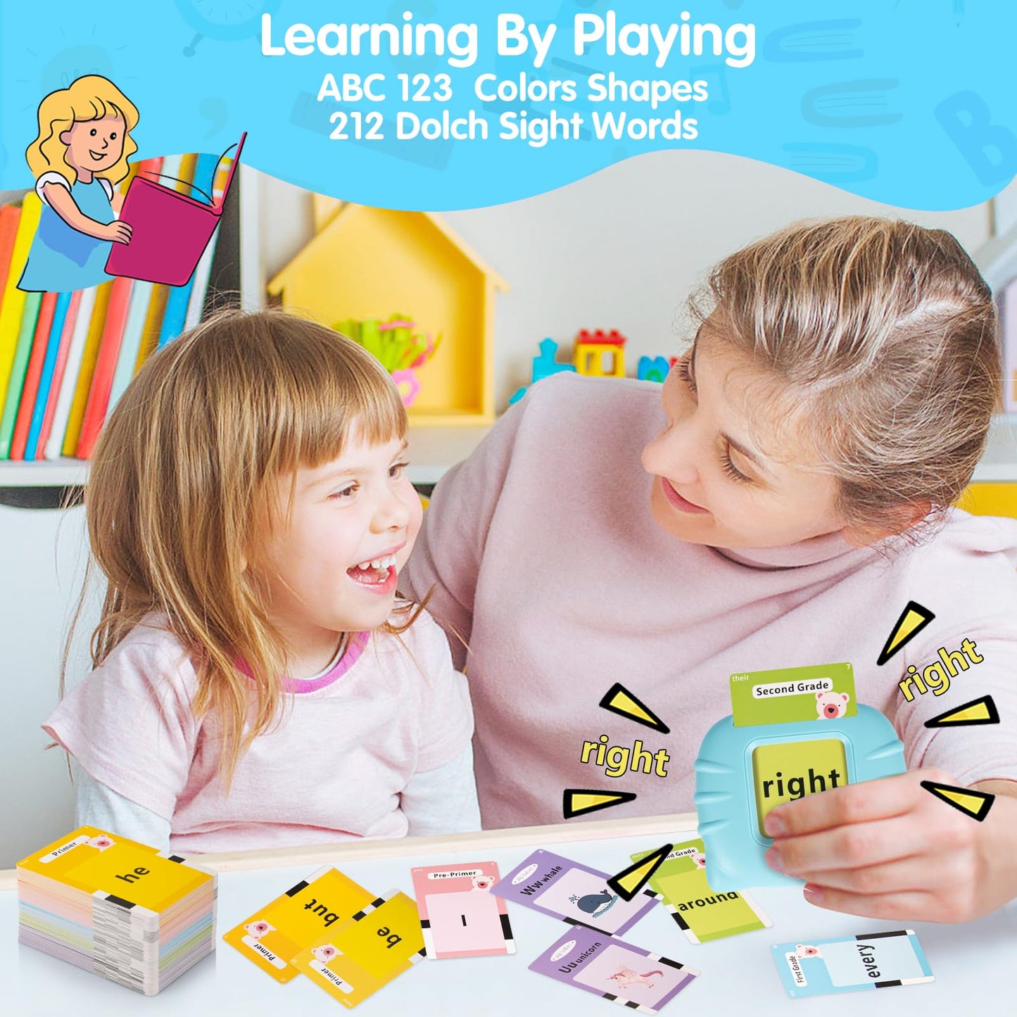 QuTZ Talking Flash Cards - ABC Learning for Toddlers 2-4, 272 Sight Words, Educational Toys for Home & Classroom