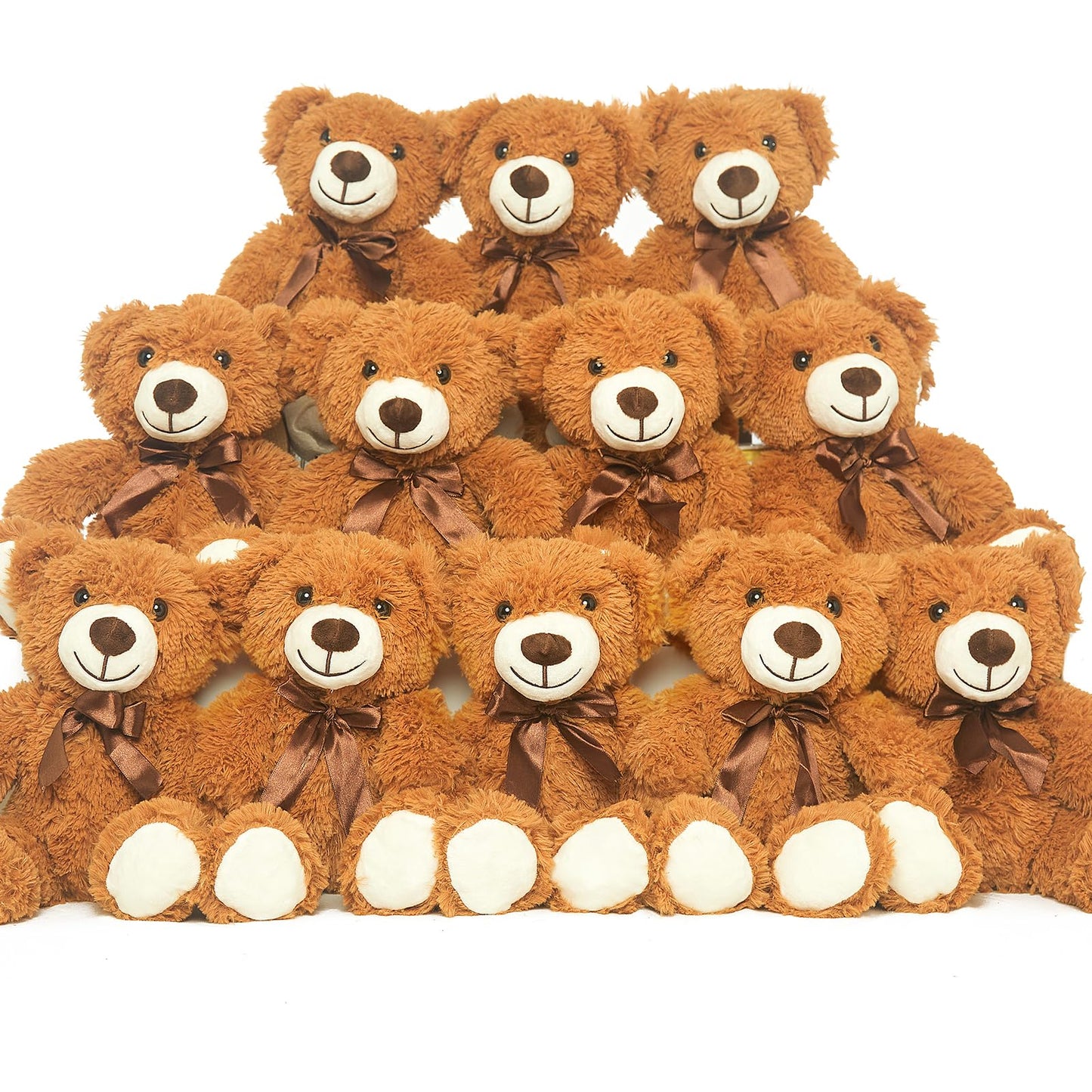Quaakssi Teddy Bears Bulk 12 Packs – 13.5-Inch Dark Brown Plush Toys