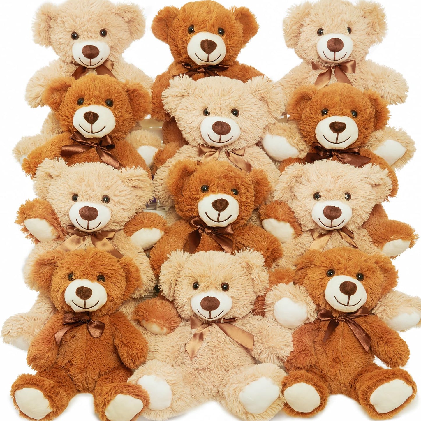 Quaakssi Teddy Bears Bulk 12 Pack – 13.5 Inch Plush Toys for Gifts & Decor