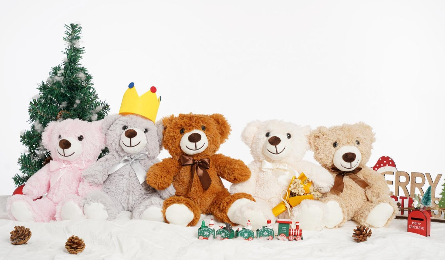 Quaakssi Teddy Bears Bulk 5-Pack — 13.5-Inch Plush in 5 Colors