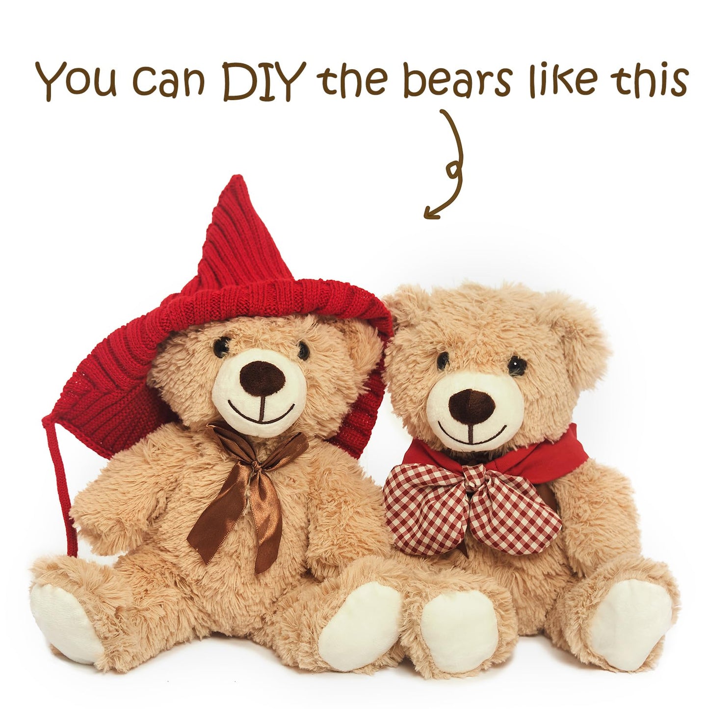 Quaakssi Teddy Bears Bulk 5-Pack — 13.5-Inch Plush in 5 Colors