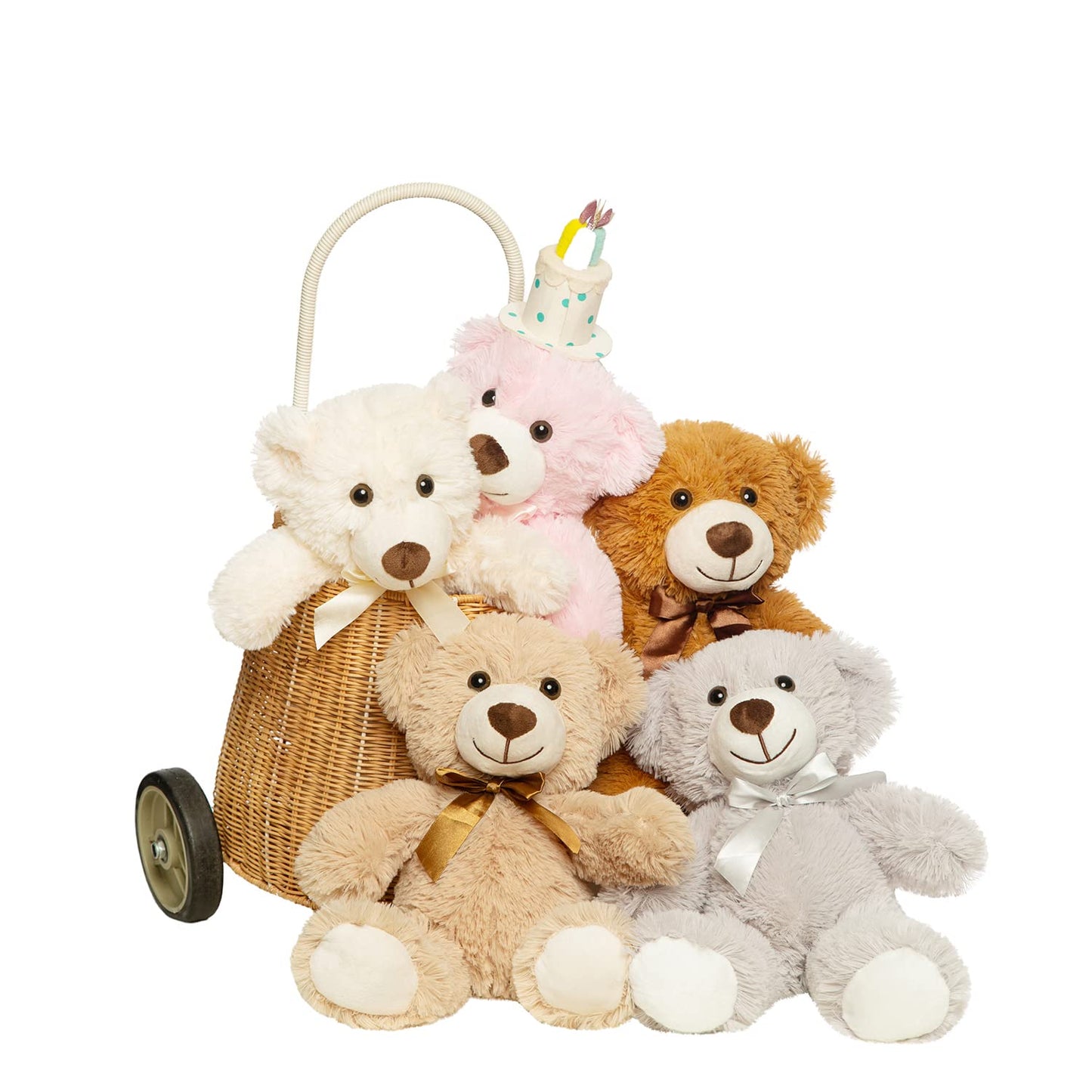 Quaakssi Teddy Bears Bulk 5-Pack — 13.5-Inch Plush in 5 Colors